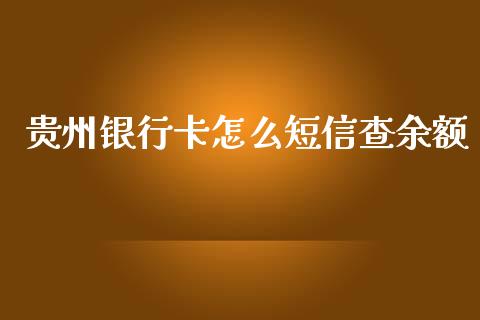 贵州银行卡怎么短信查余额_https://wap.qdlswl.com_理财投资_第1张