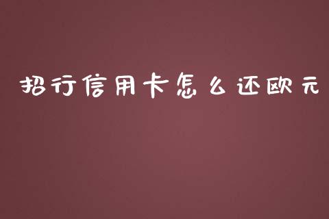 招行信用卡怎么还欧元_https://wap.qdlswl.com_证券新闻_第1张