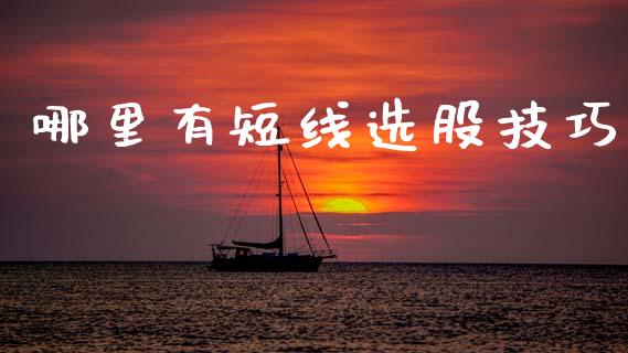 哪里有短线选股技巧_https://wap.qdlswl.com_财经资讯_第1张