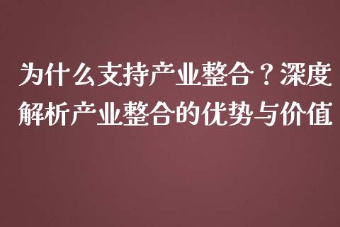 为什么支持产业整合？深度解析产业整合的优势与价值_https://wap.qdlswl.com_理财投资_第1张