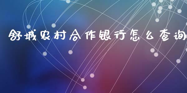 舒城农村合作银行怎么查询_https://wap.qdlswl.com_理财投资_第1张