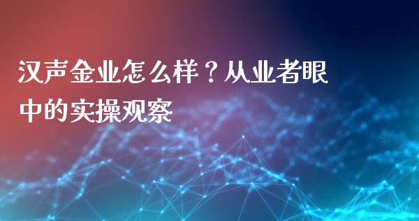 汉声金业怎么样？从业者眼中的实操观察_https://wap.qdlswl.com_全球经济_第1张