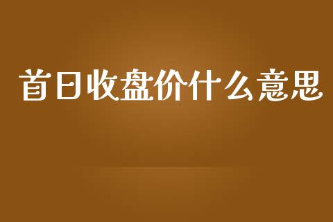 首日收盘价什么意思_https://wap.qdlswl.com_理财投资_第1张