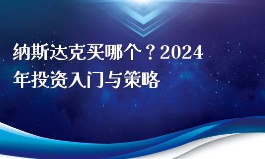 纳斯达克买哪个？2024年投资入门与策略_https://wap.qdlswl.com_全球经济_第1张