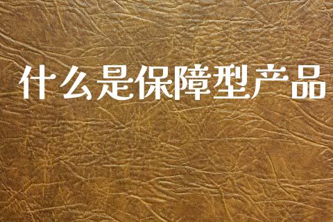 什么是保障型产品_https://wap.qdlswl.com_证券新闻_第1张