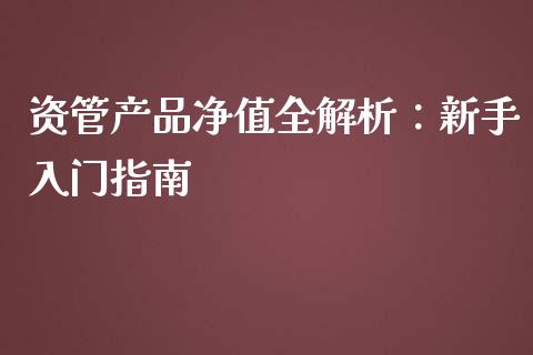 资管产品净值全解析：新手入门指南_https://wap.qdlswl.com_财经资讯_第1张