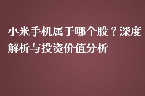 小米手机属于哪个股？深度解析与投资价值分析_https://wap.qdlswl.com_理财投资_第1张