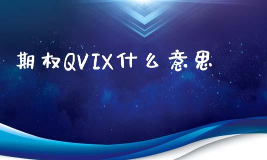 期权QVIX什么意思_https://wap.qdlswl.com_证券新闻_第1张