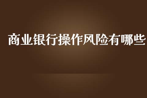 商业银行操作风险有哪些_https://wap.qdlswl.com_证券新闻_第1张