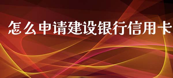 怎么申请建设银行信用卡_https://wap.qdlswl.com_全球经济_第1张