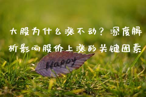 大股为什么涨不动？深度解析影响股价上涨的关键因素_https://wap.qdlswl.com_全球经济_第1张