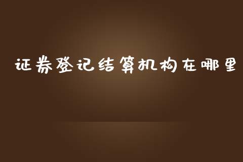 证券登记结算机构在哪里_https://wap.qdlswl.com_理财投资_第1张