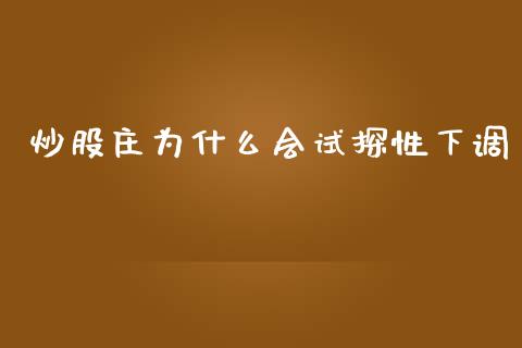 炒股庄为什么会试探性下调_https://wap.qdlswl.com_证券新闻_第1张