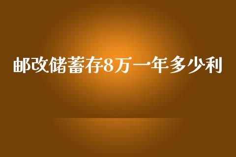 邮改储蓄存8万一年多少利_https://wap.qdlswl.com_理财投资_第1张