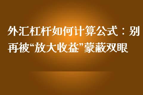 外汇杠杆如何计算公式：别再被“放大收益”蒙蔽双眼_https://wap.qdlswl.com_全球经济_第1张