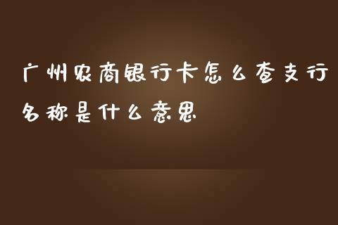 广州农商银行卡怎么查支行名称是什么意思_https://wap.qdlswl.com_理财投资_第1张