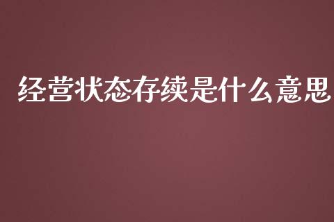 经营状态存续是什么意思_https://wap.qdlswl.com_证券新闻_第1张