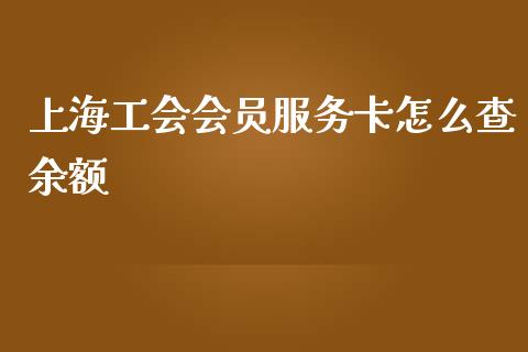 上海工会会员服务卡怎么查余额_https://wap.qdlswl.com_全球经济_第1张