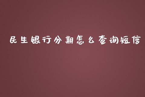 民生银行分期怎么查询短信_https://wap.qdlswl.com_财经资讯_第1张