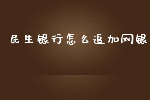 民生银行怎么追加网银_https://wap.qdlswl.com_全球经济_第1张