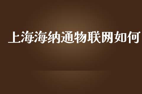 上海海纳通物联网如何_https://wap.qdlswl.com_全球经济_第1张