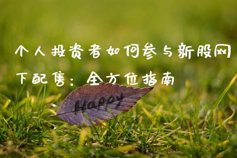 个人投资者如何参与新股网下配售：全方位指南_https://wap.qdlswl.com_财经资讯_第1张