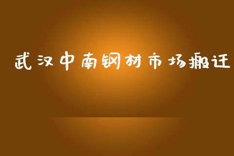 武汉中南钢材市场搬迁_https://wap.qdlswl.com_财经资讯_第1张