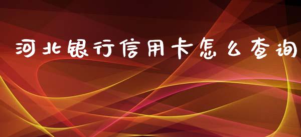 河北银行信用卡怎么查询_https://wap.qdlswl.com_财经资讯_第1张