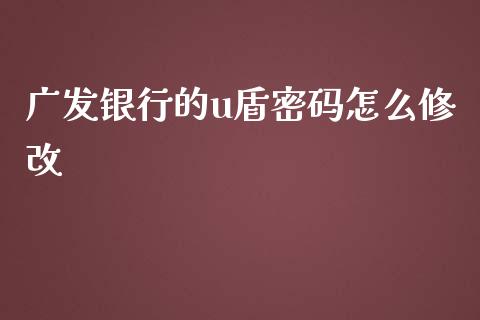 广发银行的u盾密码怎么修改_https://wap.qdlswl.com_全球经济_第1张