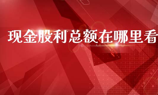 现金股利总额在哪里看_https://wap.qdlswl.com_证券新闻_第1张