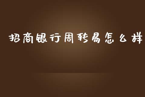 招商银行周转易怎么样_https://wap.qdlswl.com_理财投资_第1张