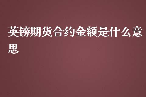 英镑期货合约金额是什么意思_https://wap.qdlswl.com_财经资讯_第1张