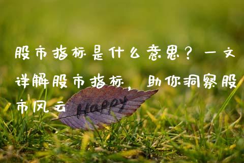 股市指标是什么意思？一文详解股市指标，助你洞察股市风云_https://wap.qdlswl.com_证券新闻_第1张