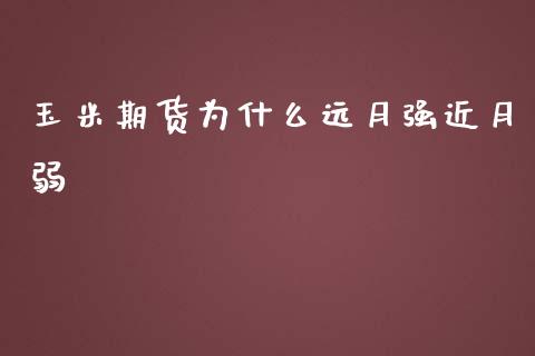 玉米期货为什么远月强近月弱_https://wap.qdlswl.com_财经资讯_第1张