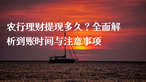 农行理财提现多久？全面解析到账时间与注意事项_https://wap.qdlswl.com_全球经济_第1张