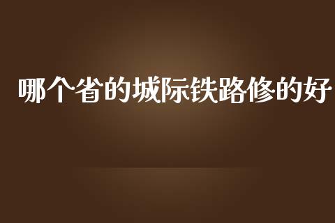 哪个省的城际铁路修的好_https://wap.qdlswl.com_理财投资_第1张