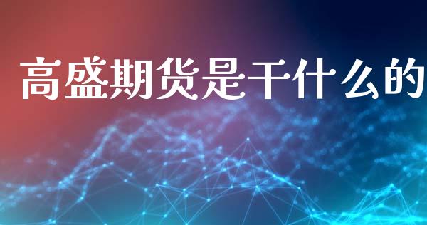 高盛期货是干什么的_https://wap.qdlswl.com_理财投资_第1张