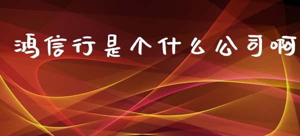 鸿信行是个什么公司啊_https://wap.qdlswl.com_财经资讯_第1张