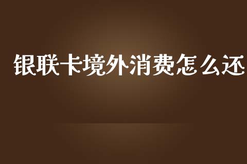 银联卡境外消费怎么还_https://wap.qdlswl.com_全球经济_第1张