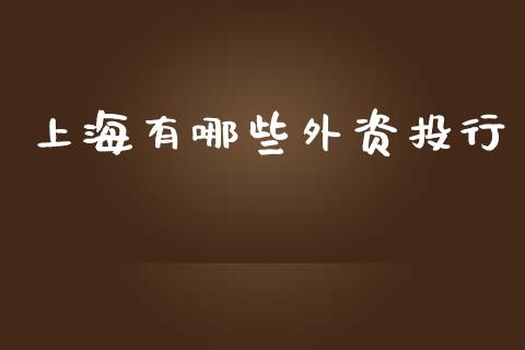 上海有哪些外资投行_https://wap.qdlswl.com_理财投资_第1张