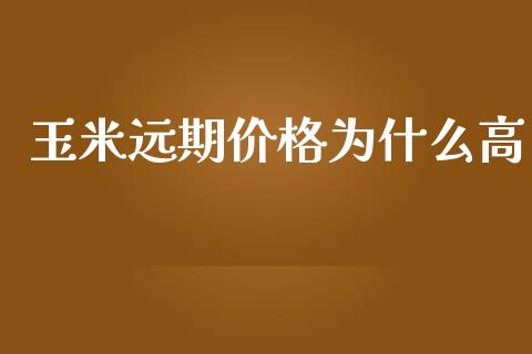 玉米远期价格为什么高_https://wap.qdlswl.com_全球经济_第1张