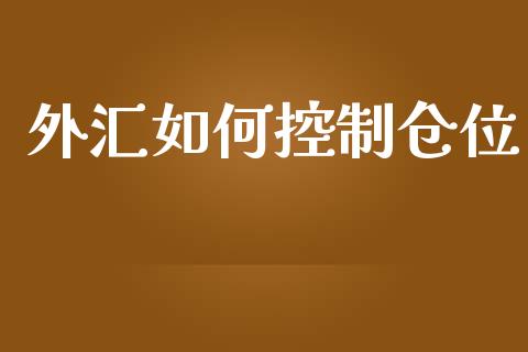 外汇如何控制仓位_https://wap.qdlswl.com_全球经济_第1张