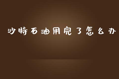 沙特石油用完了怎么办_https://wap.qdlswl.com_全球经济_第1张