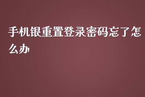 手机银重置登录密码忘了怎么办_https://wap.qdlswl.com_证券新闻_第1张