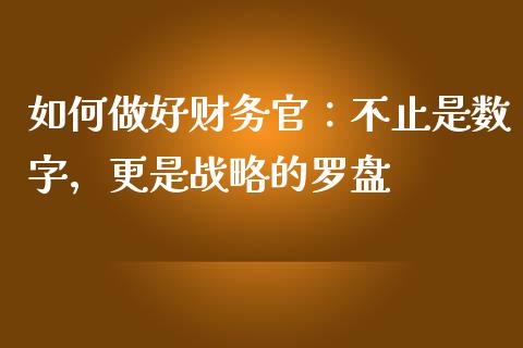 如何做好财务官：不止是数字，更是战略的罗盘_https://wap.qdlswl.com_证券新闻_第1张