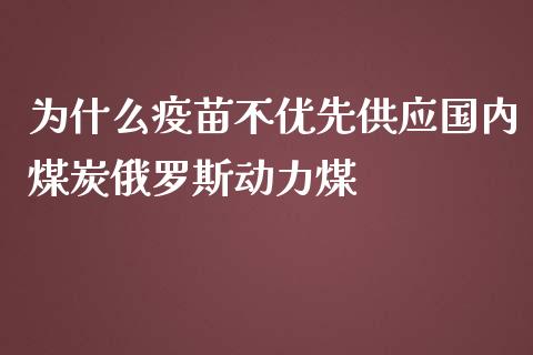 为什么疫苗不优先供应国内煤炭俄罗斯动力煤_https://wap.qdlswl.com_证券新闻_第1张