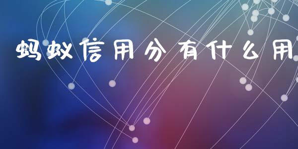 蚂蚁信用分有什么用_https://wap.qdlswl.com_全球经济_第1张