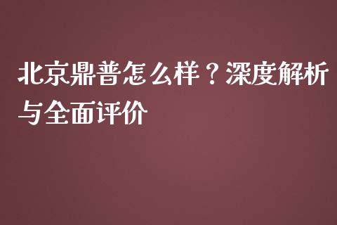 北京鼎普怎么样？深度解析与全面评价_https://wap.qdlswl.com_财经资讯_第1张