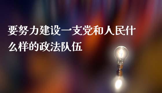 要努力建设一支党和人民什么样的政法队伍_https://wap.qdlswl.com_证券新闻_第1张