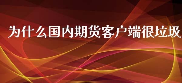 为什么国内期货客户端很垃圾_https://wap.qdlswl.com_理财投资_第1张